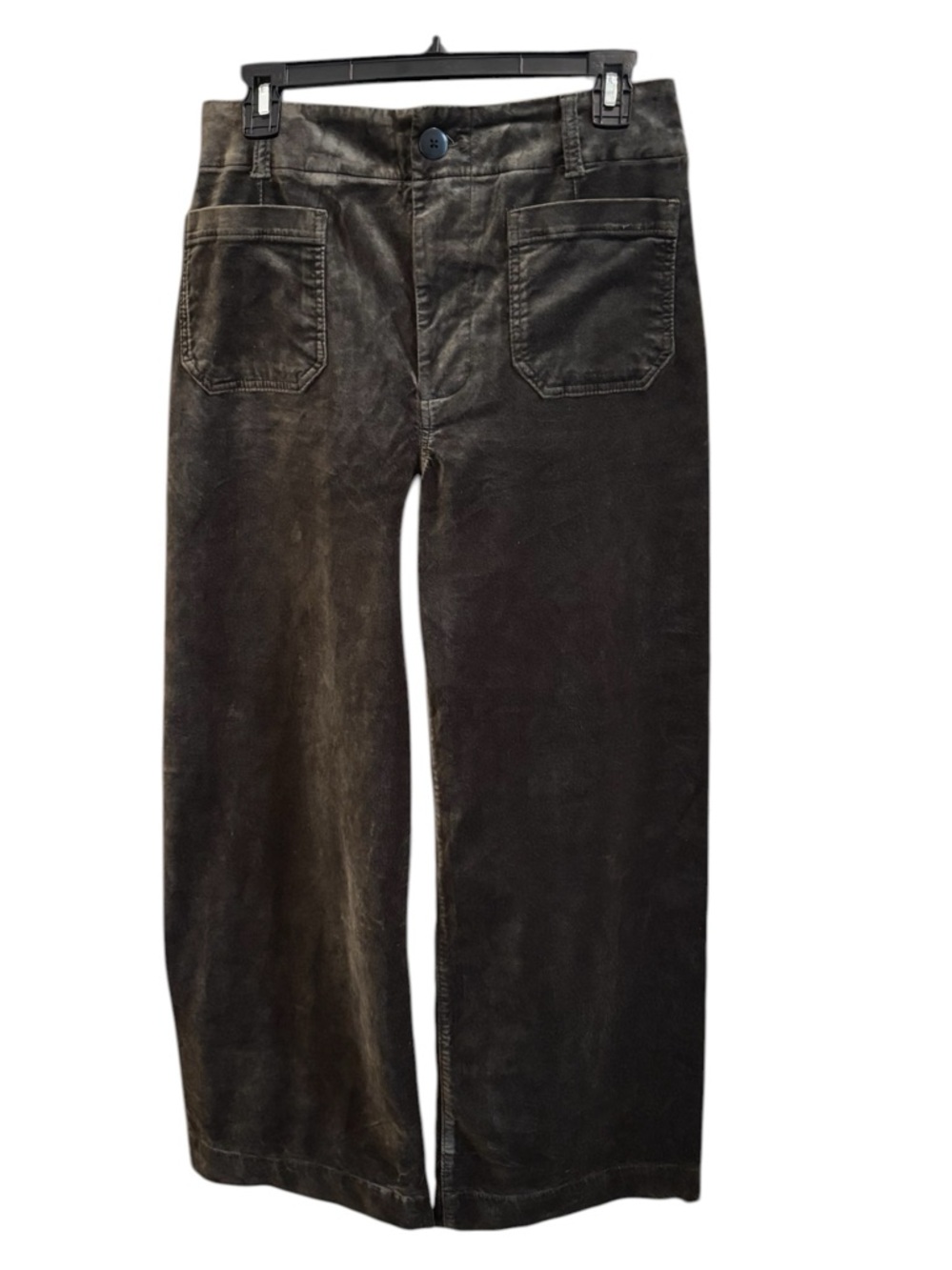 Maeve/Anthropologie The Colette Full-Length Wide Leg Velvet Pants in Army 29 NWT - Picture 5 of 12